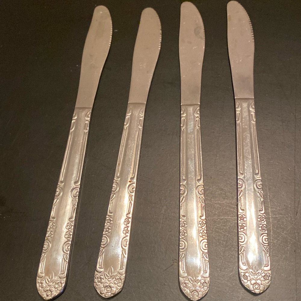 VTG 4 pieces flatware stainless steel butter knives replacement